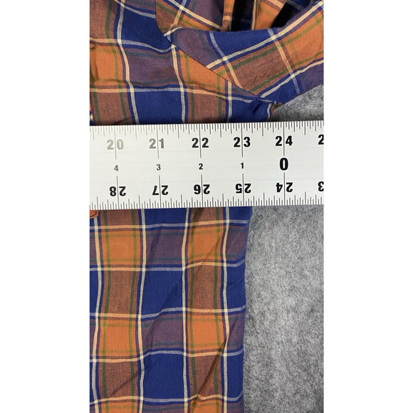 Wrangler Shirt Mens Large Orange Blue Plaid Pearl Western Cowboy Vintage 80s - Picture 2 of 15